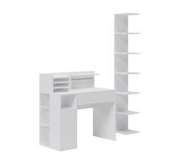 Vicco Bureau, Blanc, 2 Parties, avec bibliothèque, avec Espace de Rangement Ouvert pour Les Fournitures de Travail