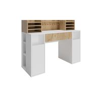 Vicco Bureau, Blanc/Sonoma, 126.8x50cm XL avec étagères