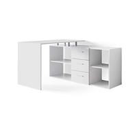 Vicco Bureau d'angle Dante, Blanc, 215x60cm, pour Une répartition Flexible de l’Espace et des possibilités d’Installation Variables