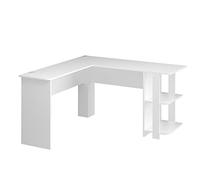 Vicco Bureau d'angle Nikita, Blanc, 140x140cm, avec des Compartiments Ouverts pour Un Rangement Flexible