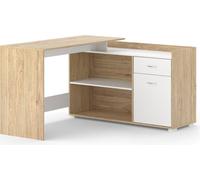 Vicco Bureau d'angle Noira, 135x77cm avec tiroir, Blanc/Sonoma