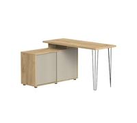 Vicco Bureau d'angle Notivo, Cachemire, 135x55cm avec Armoire de classement, adapté au télétravail et au Bureau