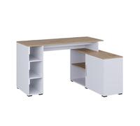 Vicco Bureau d'angle Rudy, Blanc/Artisan, 135x110cm avec des étagères