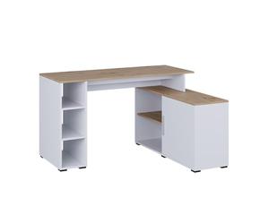 Vicco Bureau d'angle Rudy, Blanc/Artisan, 135x110cm | avec des étagères, pour une conception flexible de l’espace de travail et l’utilisation du rangement