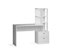 Vicco Bureau Denton, Blanc, 136x55cm, avec Compartiments Ouverts pour Organiser Le matériel de Travail