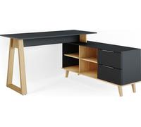 Vicco bureau Nautica, 138 x 60 cm avec tiroirs, XXL, Anthracite/Hêtre