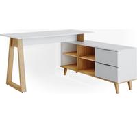 Vicco bureau Nautica, 138 x 60 cm avec tiroirs XXL, Blanc/Chêne