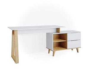 Vicco Bureau Nautica, Blanc, 138x60cm avec tiroirs XL, adapté aux postes de Travail informatiques et à Une Utilisation en télétravail
