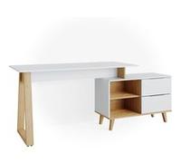 Vicco Bureau Nautica, Blanc, 138x60cm avec tiroirs XL Blanc G