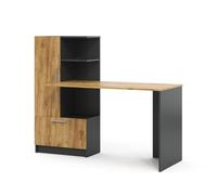 Vicco Bureau Tomy, Anthracite/chêne doré, 150x59cm, avec des espaces de Rangement Ouverts pour Un Stockage organisé
