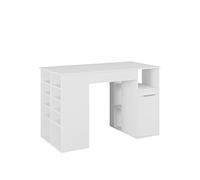Vicco Bureau Victoria, Blanc, 135x68cm | convient comme poste de travail avec passe-câbles et surface de rangement