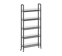 Vicco Caisson Mobile Rolivo, Noir, 58x15cm avec 5 Compartiments, positionnable de manière Flexible sur roulettes pour espaces restreints
