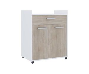 Vicco Caisson roulant "Ansel", Blanc/Sonoma 60 x 40 cm | avec tiroirs, déplaçable sur roulettes pour une utilisation flexible dans l’espace de travail