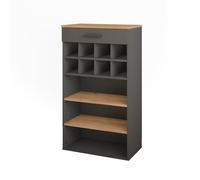 Vicco Casier à vin Repose, Chêne doré/Anthracite, 60x106cm | convient au rangement des bouteilles de vin et des livres
