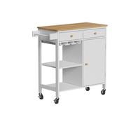 Vicco Chariot de Cuisine Trayz, Blanc, 89x87cm | avec roulettes, avec support pour bouteilles et porte-verres à vin pour une utilisation flexible