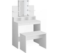 Vicco coiffeuse Ania, 80 cm avec éclairage LED et banc, Blanc