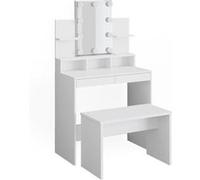 Vicco Coiffeuse Ania, Blanc, 80cm avec éclairage LED et banc Blanc G