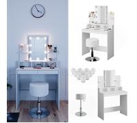 VICCO Coiffeuse Ania blanc + tabouret + LED