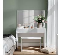 Vicco Coiffeuse Annabelle, Blanc Brillant/Blanc, 110cm avec Miroir et Banc