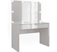 Vicco Coiffeuse Annabelle, blanc brillant/blanc, 110cm avec miroir et lampes blanc brillant/blanc G