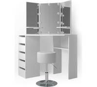 Vicco coiffeuse Arielle, Blanc, 110 cm avec éclairage LED et tabouret