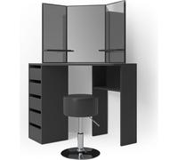 Vicco Coiffeuse Arielle, Noir, 110 cm avec Tabouret