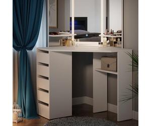 Vicco Coiffeuse Arielle, Blanc, 110cm avec Miroir LED