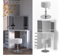 VICCO coiffeuse Arielle Blanc avec tabouret