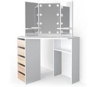Vicco Coiffeuse Arielle, Blanc/Sonoma, 110cm avec éclairage LED Blanc/Sonoma G