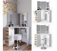 VICCO coiffeuse Arielle Blanc Sonoma avec tabouret