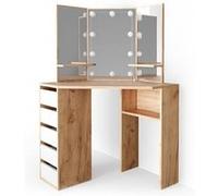 Vicco Coiffeuse Arielle, Chêne de Force doré/Blanc, 110 cm avec éclairage LED