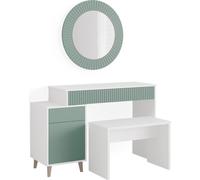 Vicco coiffeuse Arles, 120 cm avec banc, Vert/Blanc