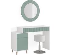 Vicco coiffeuse Arles, 120 cm avec tabouret, Vert/Blanc