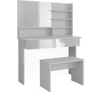 Vicco coiffeuse Azur, 120 cm avec banc, Blanc/Blanc Haute brillance