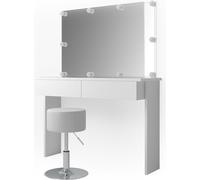 Vicco coiffeuse Azur, 120 cm avec éclairage LED et tabouret, Blanc