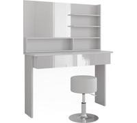 Vicco coiffeuse Azur, 120 cm avec tabouret, Blanc/Blanc Haute brillance