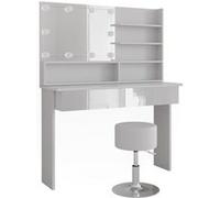 Vicco Coiffeuse Azur, Blanc, 120cm avec éclairage LED et tabouret Blanc G