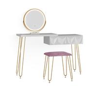 Vicco coiffeuse Bella, Blanc, 120 cm avec éclairage LED et tabouret