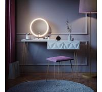 Vicco Coiffeuse Bella, Blanc, 120 cm avec éclairage LED et Tabouret