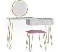 Vicco coiffeuse Bella, 120 cm avec éclairage LED et tabouret, Blanc