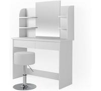 Vicco Coiffeuse Charlotte, Blanc, 108cm avec chaise Blanc G