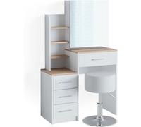 Vicco Coiffeuse Conrada, Blanc/Sonoma/Sonoma, 80 cm avec Tabouret