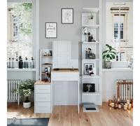 Vicco Coiffeuse Conrada, Blanc/Sonoma 80 cm | ✓ Miroir · 4 tiroirs · Sur pied · Miroir coulissant · Compartiment ouvert