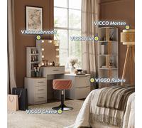 Vicco Coiffeuse Conrada, Blanc/Sonoma, 80cm avec éclairage LED