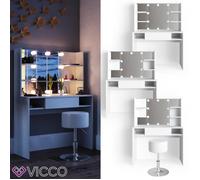 VICCO coiffeuse Daenerys Blanc avec tabouret et LED