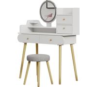 Vicco coiffeuse Edda, 100 cm avec miroir LED et tabouret, Blanc