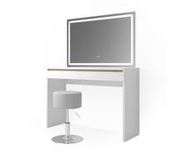 Vicco coiffeuse Emma, Blanc, 120 cm avec miroir LED et tabouret