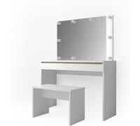 Vicco coiffeuse Emma, Blanc, 120 cm avec éclairage LED et banc