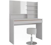 Vicco Coiffeuse Emma, Blanc, 120cm avec étagère miroir & tabouret Blanc G
