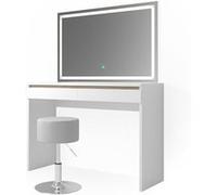 Vicco coiffeuse Emma, Blanc, 120 cm avec miroir LED et tabouret